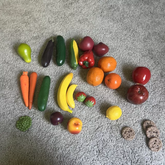 Mix Lot 25 Artificial Faux Fruits & Vegetables Food Prop Fake REALISTIC Plastic