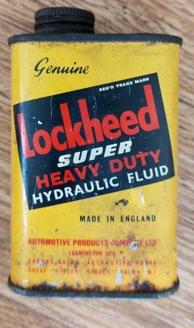 1960S VINTAGE LOCKHEED Super Heavy Duty Hydraulic Brake Fluid Tin ...