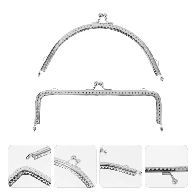 2 piezas Bolso Accesorios Marco de Metal Bolso bandolera Plata