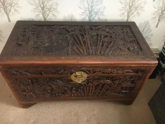 Chinese Carved Camphorwood blanket Chest