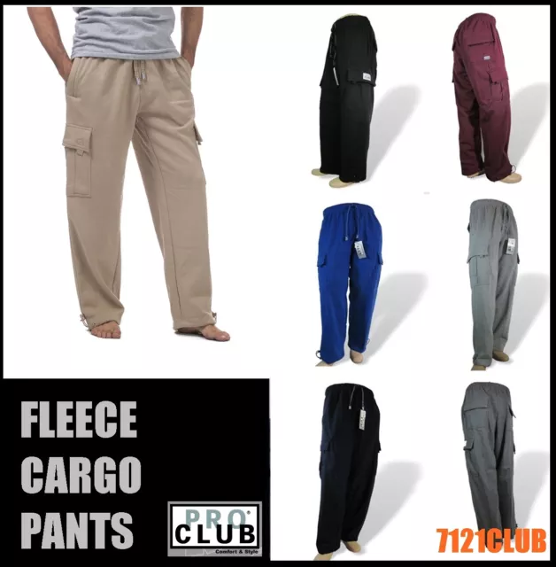 PRO CLUB Cargo Sweatpants Fleece Pants Men's Heavyweight Jogger BIG & TALL S-7XL