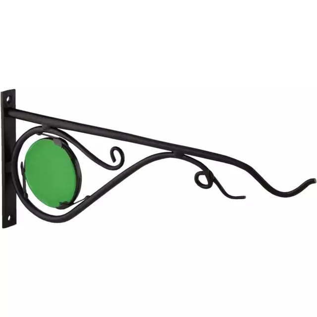 Panacea 15 In. Black w/Green Stained Glass Forged Metal Decorative Hanging Plant