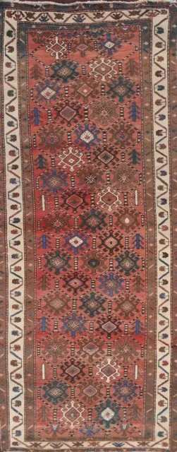 Vintage Geometric Tribal Bakhtiari Runner Rug Wool Hand-knotted Oriental 4'x10'