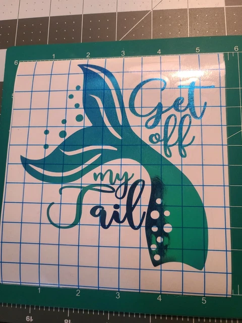 Fun Car Truck Decal Permanent Metallic Blue Decal Mermaid Get Off My Tail 5x5in