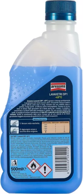 Lavavetri per tergicristalli AREXONS sgrassante Concentrato DP1 -45° 2 x 500 ml. 2