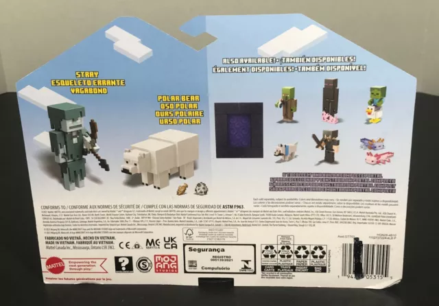 Minecraft STRAY VS POLAR BEAR Deluxe Figure Craft-A-Block 2 Pk Mattel SEALED New 3