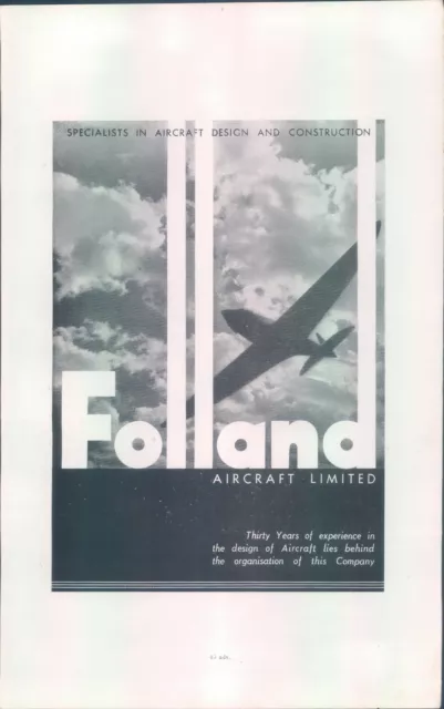 1942 WWII WW2 Folland aircraft design Advert Original Janes aircraft 1942