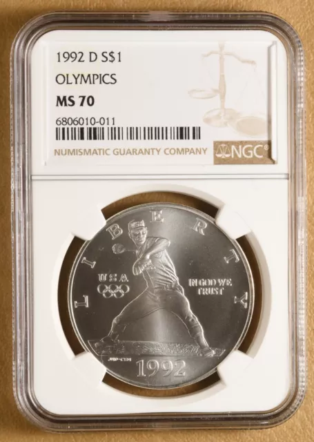 1992 D Olympics Commemorative Silver Dollar NGC MS70