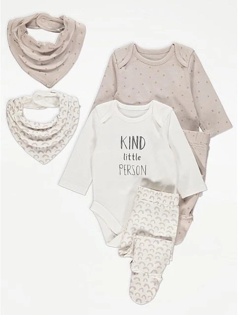 👶🏻 BNWT FIRST SIZE (NEWBORN) baby boy girls Print 6pc Bodysuit Leggings Bib