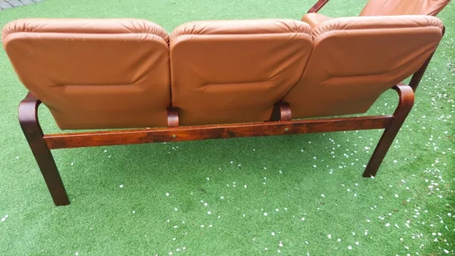 Three/four piece 1970s Rare Orange Tan settee and chairs designer g plan syle 2