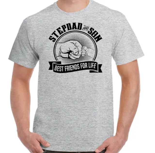 T-shirt Stepdad & Son Best Friends For Life da uomo divertente festa del papà regalo 11