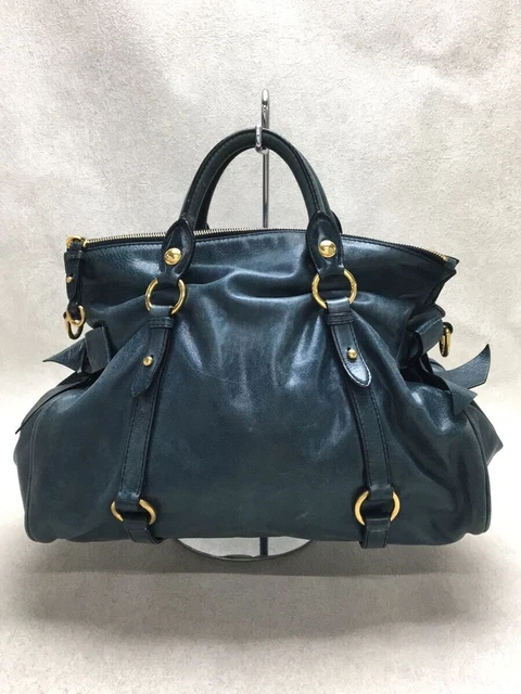 MIU MIU ◆Handbag / Leather / BLU / Shoulder Missing / / VITELLO LUX
