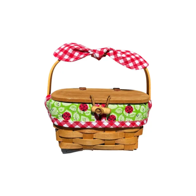 KIDDIE PURSE LINER & HANDLE TIE for your Longaberger basket - Ladybug Picnic 2