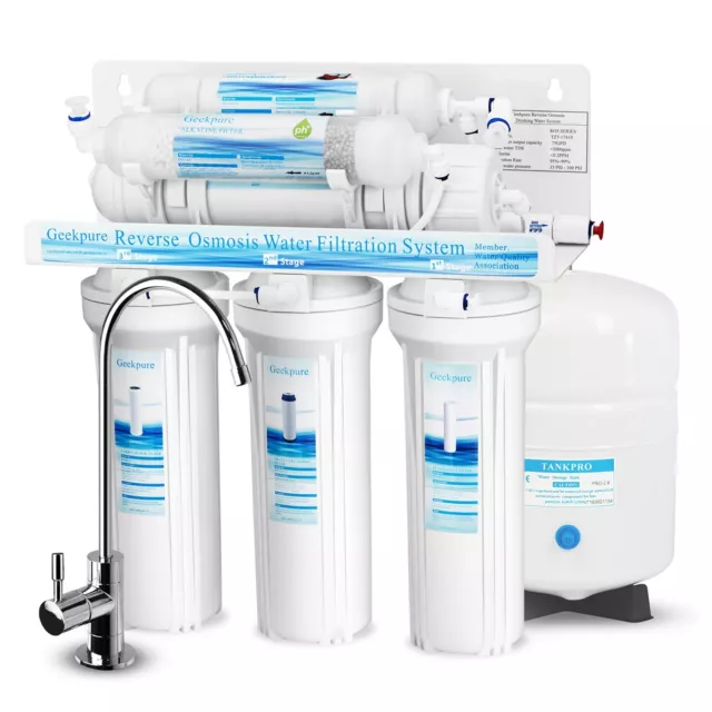 Geekpure 6 Stage Reverse Osmosis Water Filter System with Alkaline Filter 75 GPD