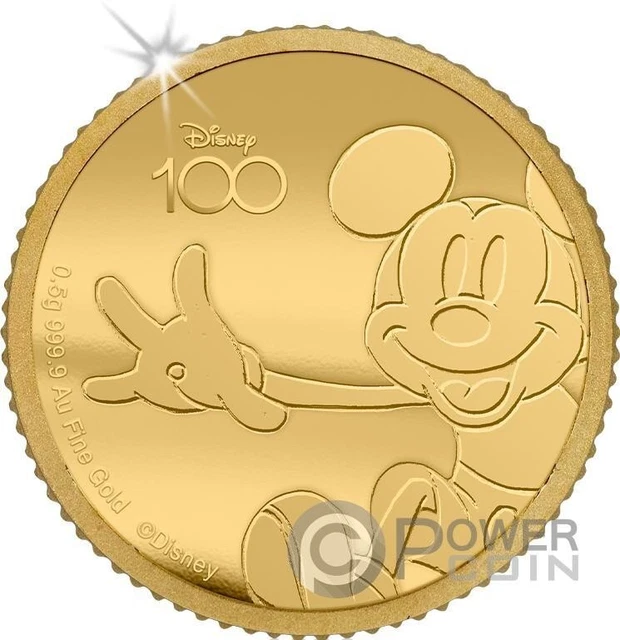 MICKEY MOUSE Disney 100 Years Small Gold Coin 10$ Solomon Islands 2023