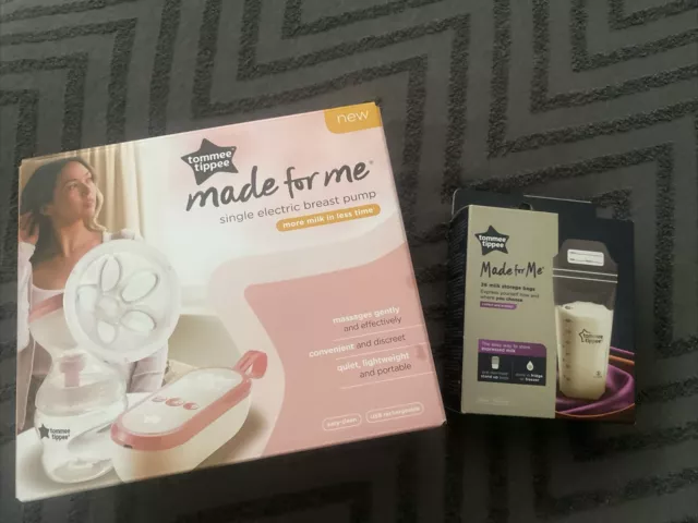 Tommee Tippee Made for Me Single Electric Breast Pump Brand New, Plus 36 Bags