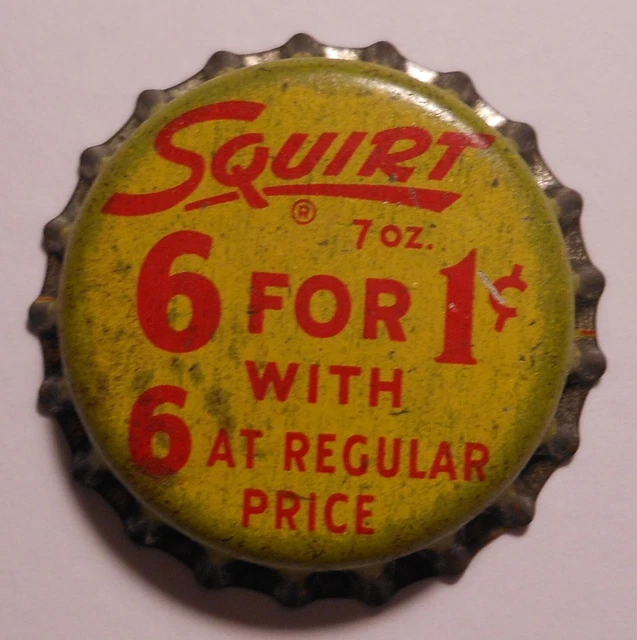 VINTAGE SQUIRT 6 for1..cork..unused..SODA BOTTLE CAP