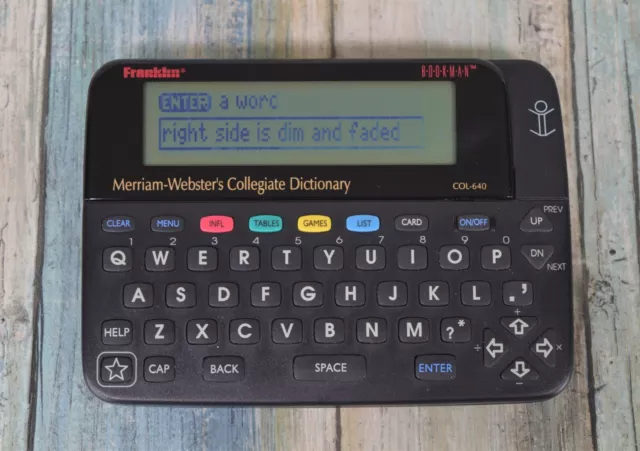 Franklin Bookman Collegiate Dictionary 10th Edition Electronic Book COL-640