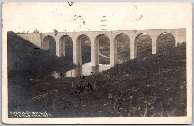 San Diego CA-California, 1915 Cabrillo Bridge, Balboa Park RPPC Vintage Postcard