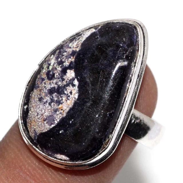 Lila Fluorit 925 Versilbert Edelstein Ring US 8 Geschenke Für Freundin