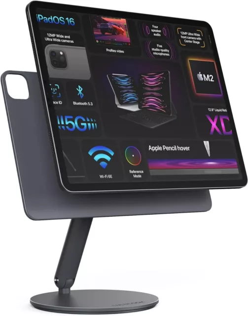 LULUOK Supporto iPad magnetico rotante pieghevole iPad Pro con rotazione a 360°
