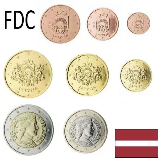 LETTONIA LATVIA da 1 CENT a 2 EURO FDC anni 2014 - 2023 - STATI BALTICI