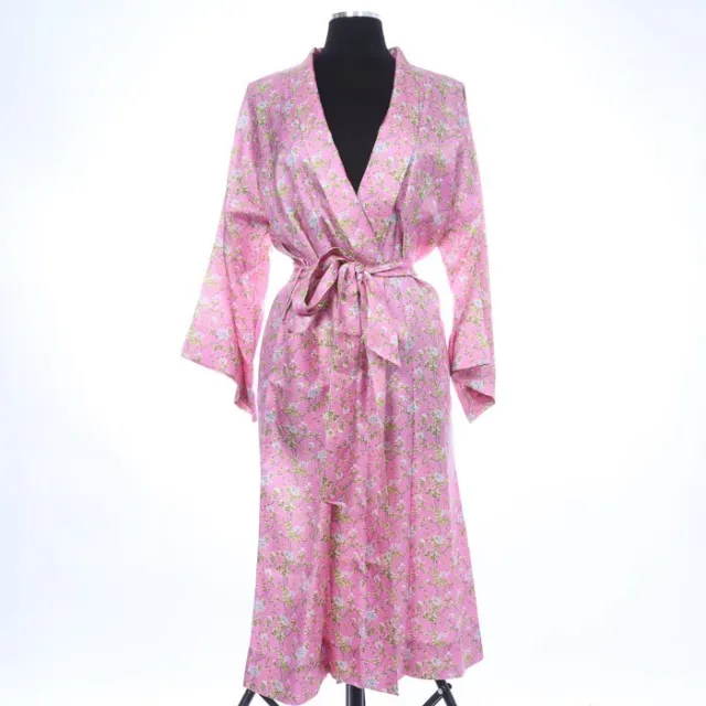 NWT #1 MENSWEAR Jim Thompson 100% SILK Pink Spring Floral Dressing Gown Robe S