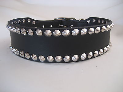 Black Leather Staffy Edge Studded Dog Collar