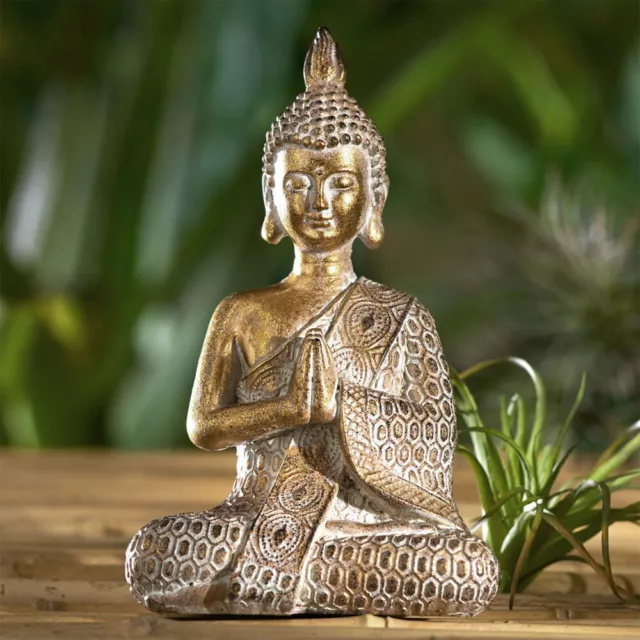 Buddha Figur Deko Buddhafigur meditierend Dekofigur Skulptur Statue wetterfest