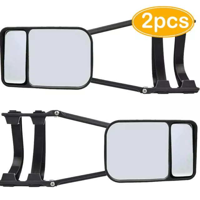 PAIR Large Covex Flat Dual Glass MPV Van Caravan Trailer Towing Mirror Extension