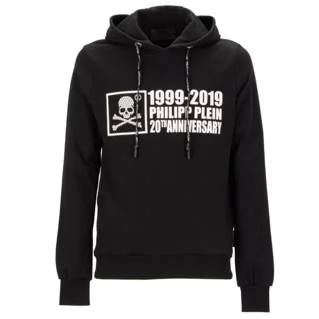 PHILIPP PLEIN 20th Anniversary Hoodie Sweater with Logo Stars Black M 08368