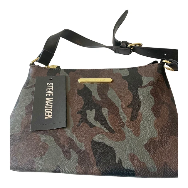 Steve Madden Camo Crossbody Bag Gold Paw Charm Vegan Leather Brand New with Tag