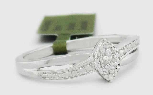 GENUINE DIAMONDS ENGAGEMENT RING .925 Sterling Silver - New with Tag - Size 7