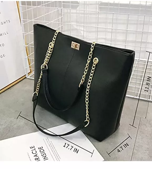 Purse For Women Large Shoulder bag Handbag Full Zip Black New Faux Leather Tote