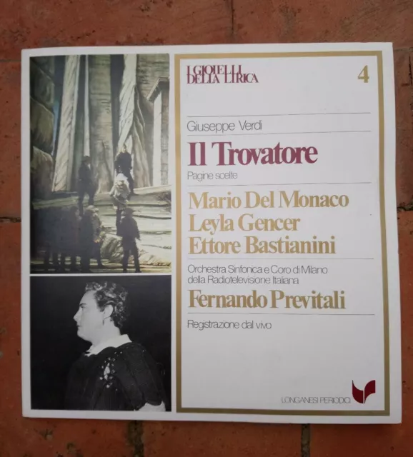 🔵 I Gioielli Della Lirica Giuseppe Verdi Il Trovaatore Del Monaco Lp 33 Giri 😂