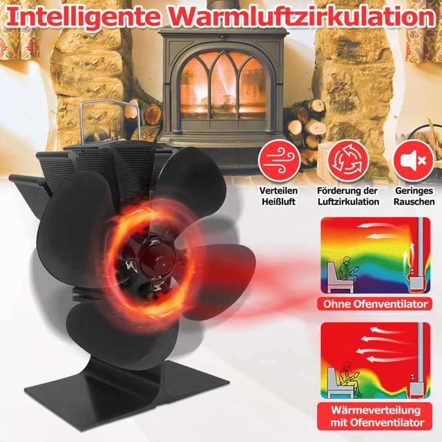 4 fogli stufa a legna ventilatore senza corrente ventilatore forno ventilatore stufa a legna camino DE