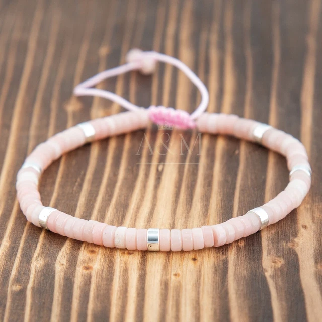 Pink Opal Classy Bracelet Opal beads Minimalist Bracelet Adjustable Small wrist