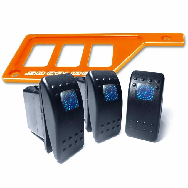 Orange Left Dash Switch Panel Plate for Polaris RZR - 3 Rocker Switches Included