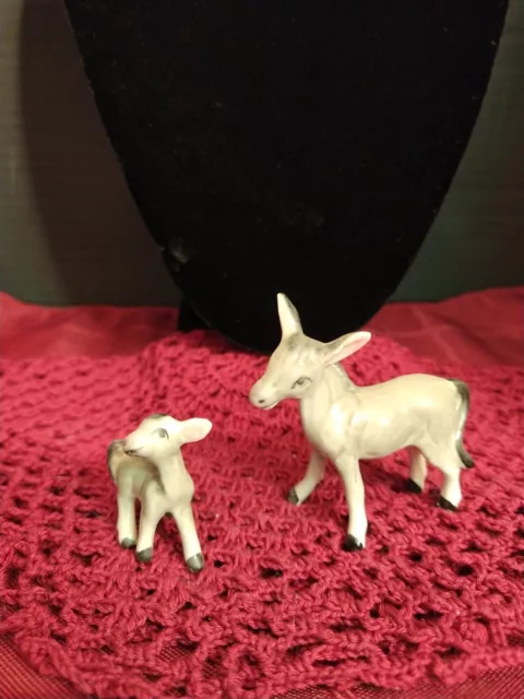 Vintage Bone China Miniature Mule 2 Set Figurines 1960 Japan