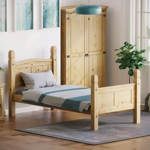 SALE Single Bed High Foot End Solid Pine Mexican Wood Bedroom Furniture