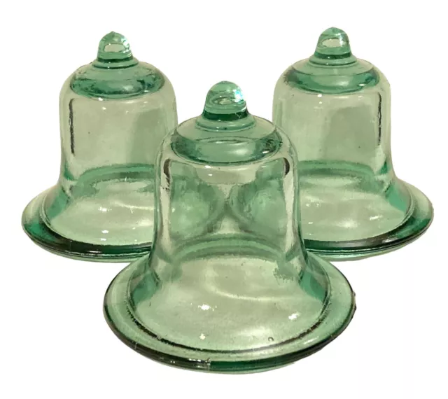 VTG Green Glass Wall Sconce Votive Candle Holders SET of 3 Tulip Top Peg Bottom