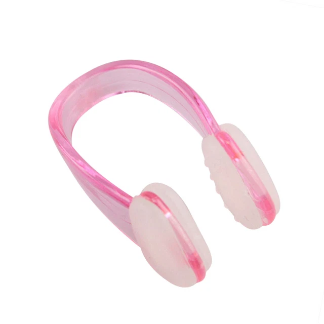 Tapones para los oídos de silicona suave con clip para nariz buceo surf clips para nariz (rosa)