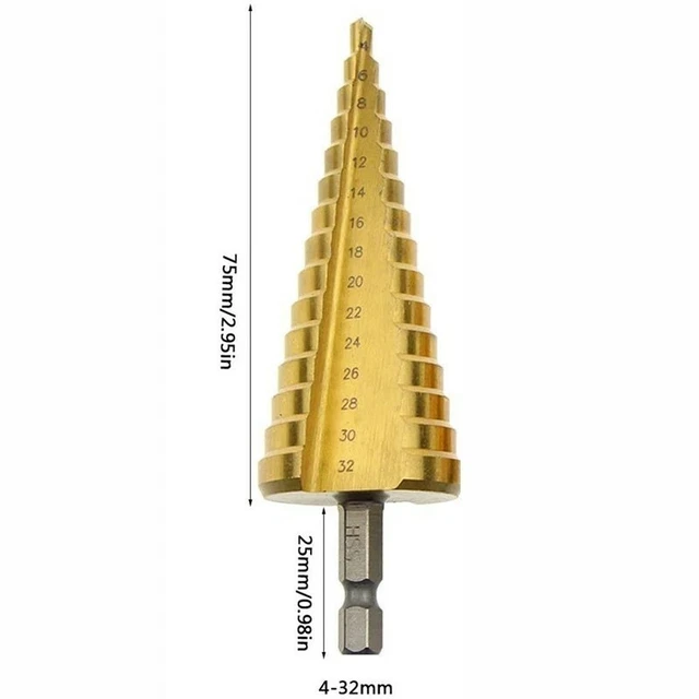 4-32mm-HSS-Titanium-Coated Step drill bit Forage Outil Métal Bois Trou Couteau 2