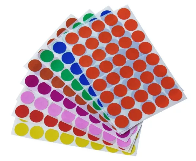 Sticker Dots 3/4 Inch Color Coded 19mm Round Labels Permanent Adhesive 1280 Pack