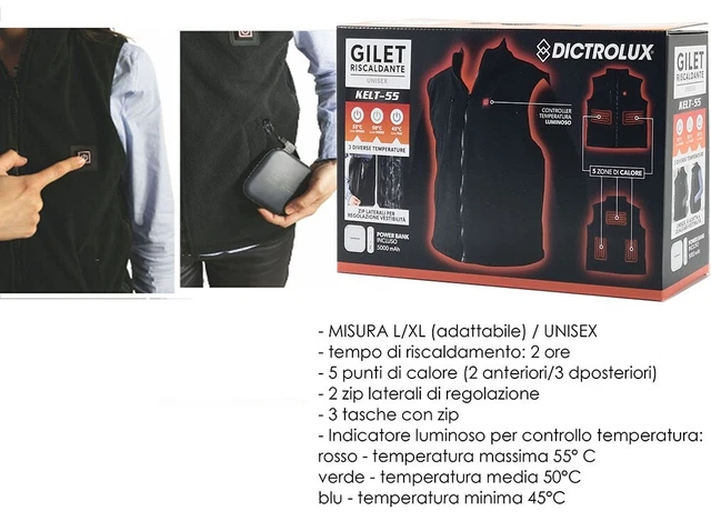 Gilet Riscaldante Elettrico Riscaldato Uomo Donna Smanicato con POWER BANK L-XL