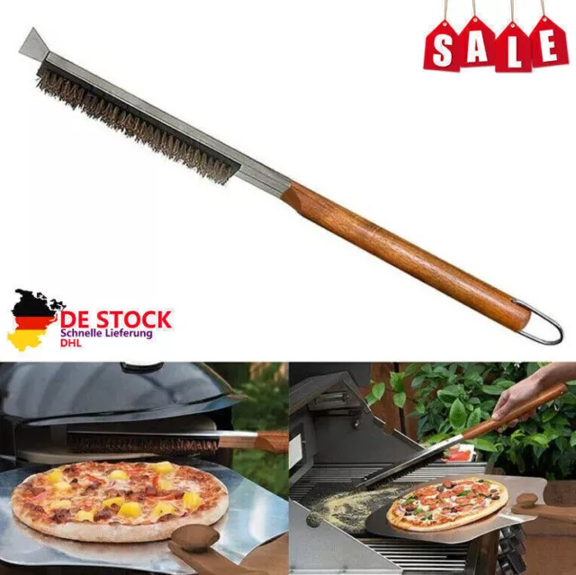 Pizza Oven Cleaning Brush Stone with Stainless Steel Scraper Palm Handle F R3R4