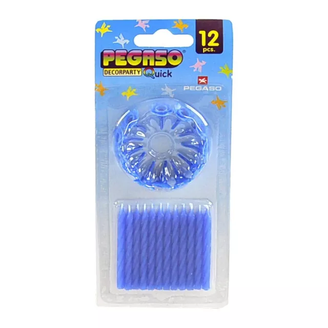 Lotto 156 Candeline - Set 13 Confezioni Da 12 Candeline Azzurre Con Supporto