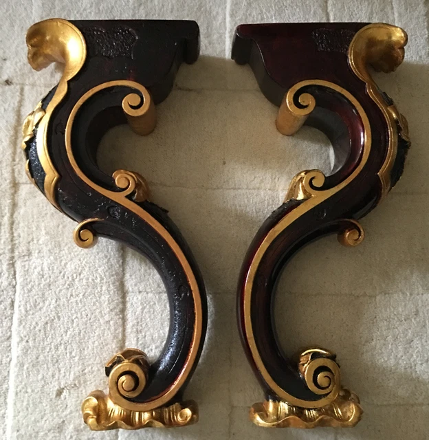 PAIR ~ 19th C Antique French Carved wood Gilt Post Corbel Leg Pedestal ~ PAIR