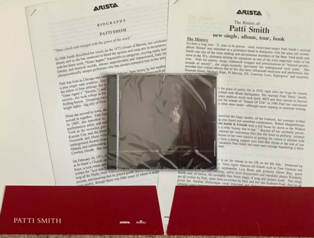 PATTI SMITH ~ Gone Again ~ Rare 1996 UK Promo Press Pack in folder with CD album 2