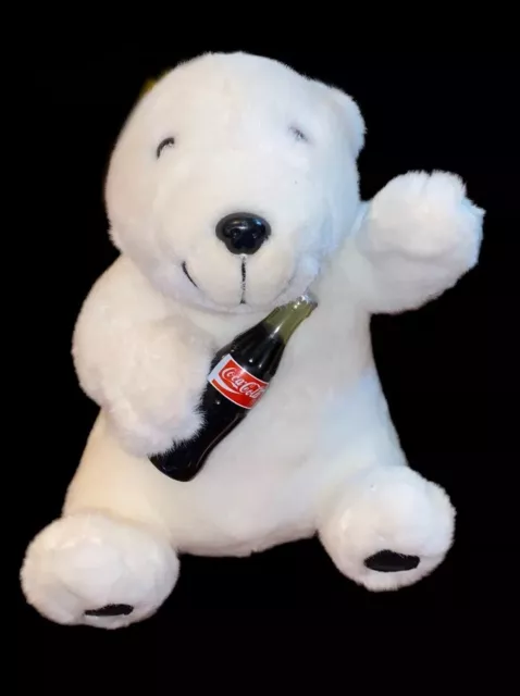 Vintage 1994 Coca Cola Brand Plush Collection Polar Bear 7" White With Bottle